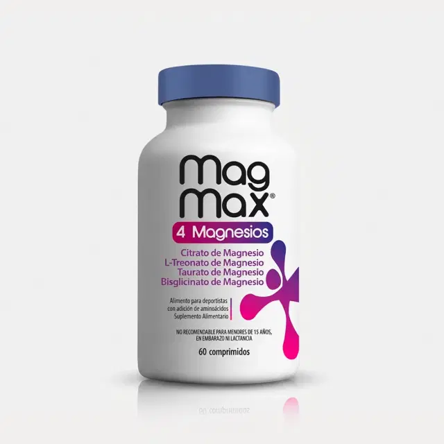 Mag Max 4 Magnesios L-Treonato de Magnesio 60 mg, Citrato de magnesio 150 mg, Bisglicinato de magnesio 50 mg, Taurato de magnesio 40 mg.  60 comprimidos