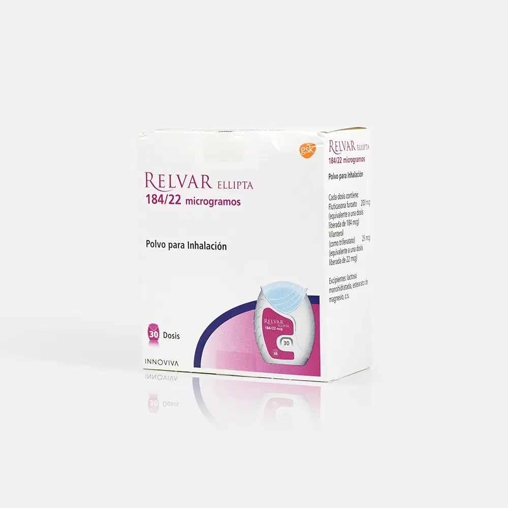 Relvar Fluticasona 184/22 mcg 30 dosis de polvo para inhalación oral – vista 1