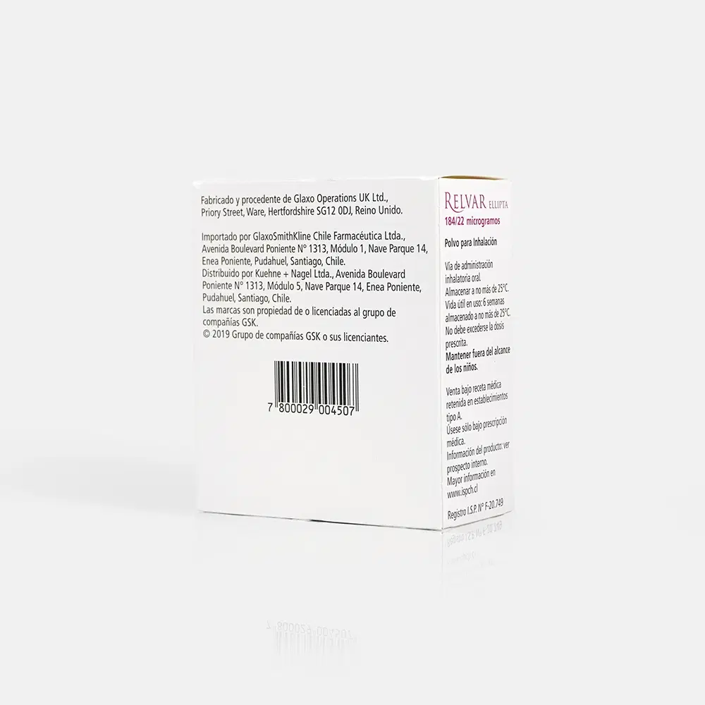 Relvar Fluticasona 184/22 mcg 30 dosis de polvo para inhalación oral – vista 2