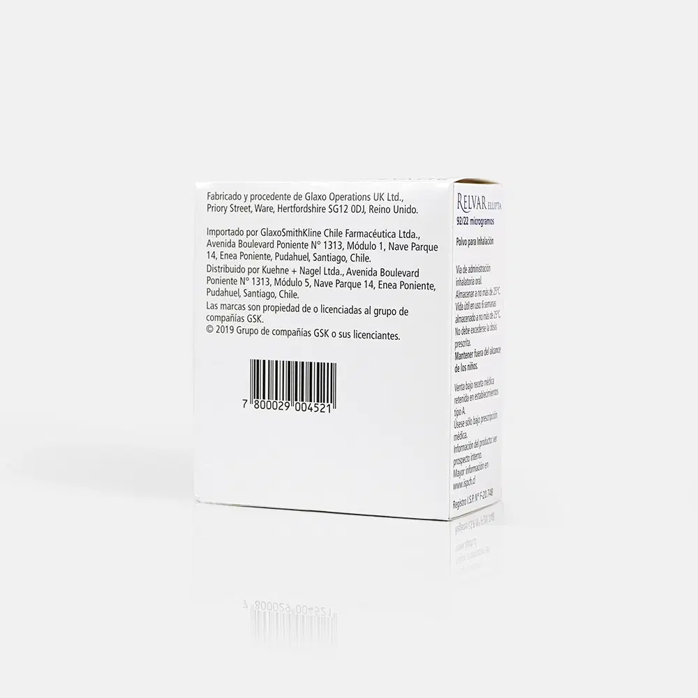 Relvar Fluticasona 92 / 22 mcg 30 dosis inhalador – vista 2