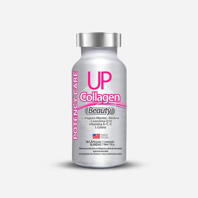 UP Collagen Beauty Colágeno marino, Biotina, Coenzima Q10, Vitaminas A, C, E y L-Lisina  90 cápsulas blandas