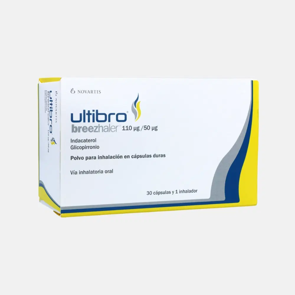Ultibro Breezhaler Glicopirronio / Indacaterol 50/110 mcg 30 cápsulas y 1 inhalador