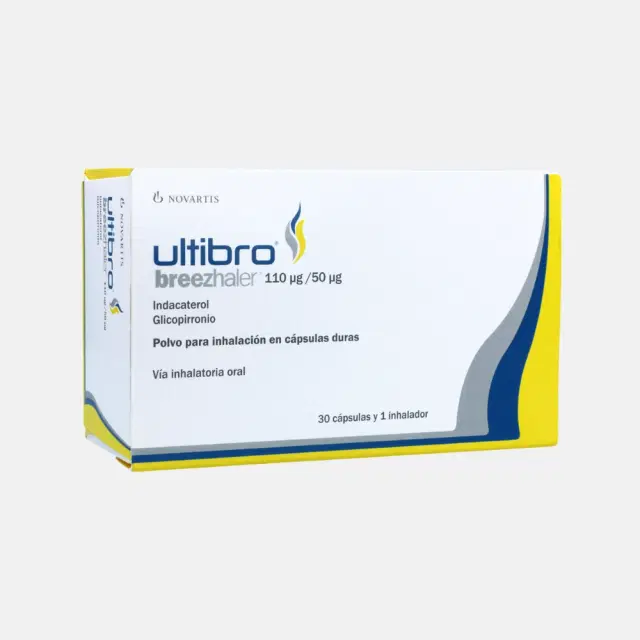 Ultibro Breezhaler Glicopirronio / Indacaterol 50/110 mcg 30 cápsulas y 1 inhalador
