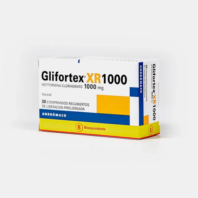 Glifortex XR Metformina 1000 mg 30 comprimidos de liberación prolongada