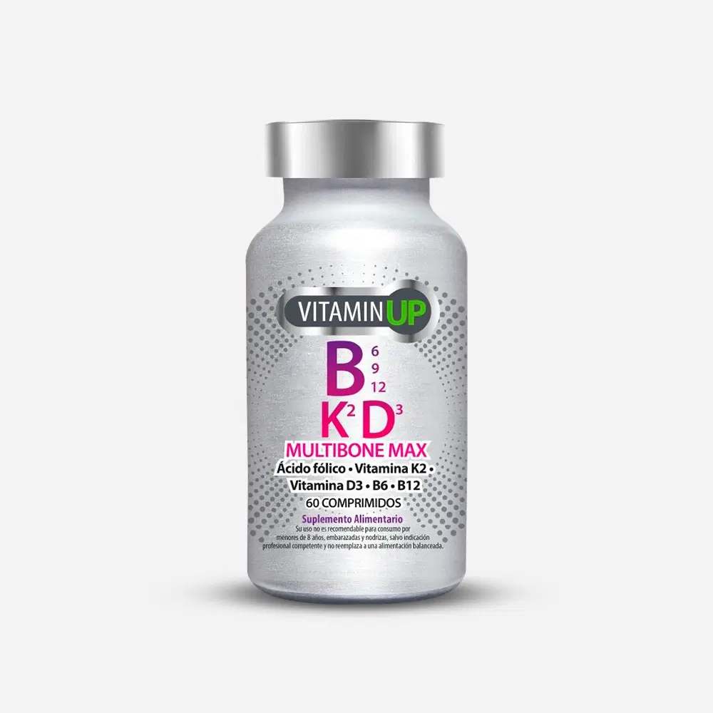 Vitamin UP Multibone Max Ácido Fólico 400mcg, Vitamina K2 120 mcg, Vitamina D3 10 mcg, Vitamina B6 25mg, Vitamina B12 6mcg  60 comprimidos – vista 1