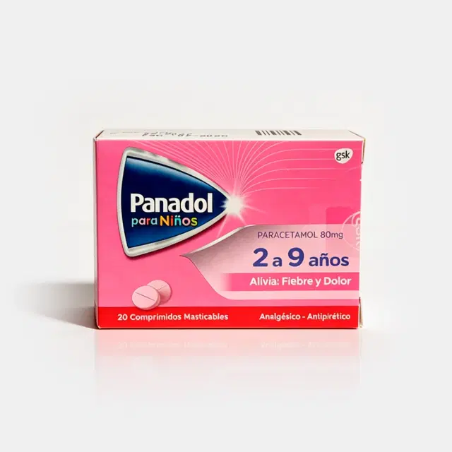 Panadol Niños 80 mg x 20 Comprimidos Masticables (Paracetamol Infantil) - GSK