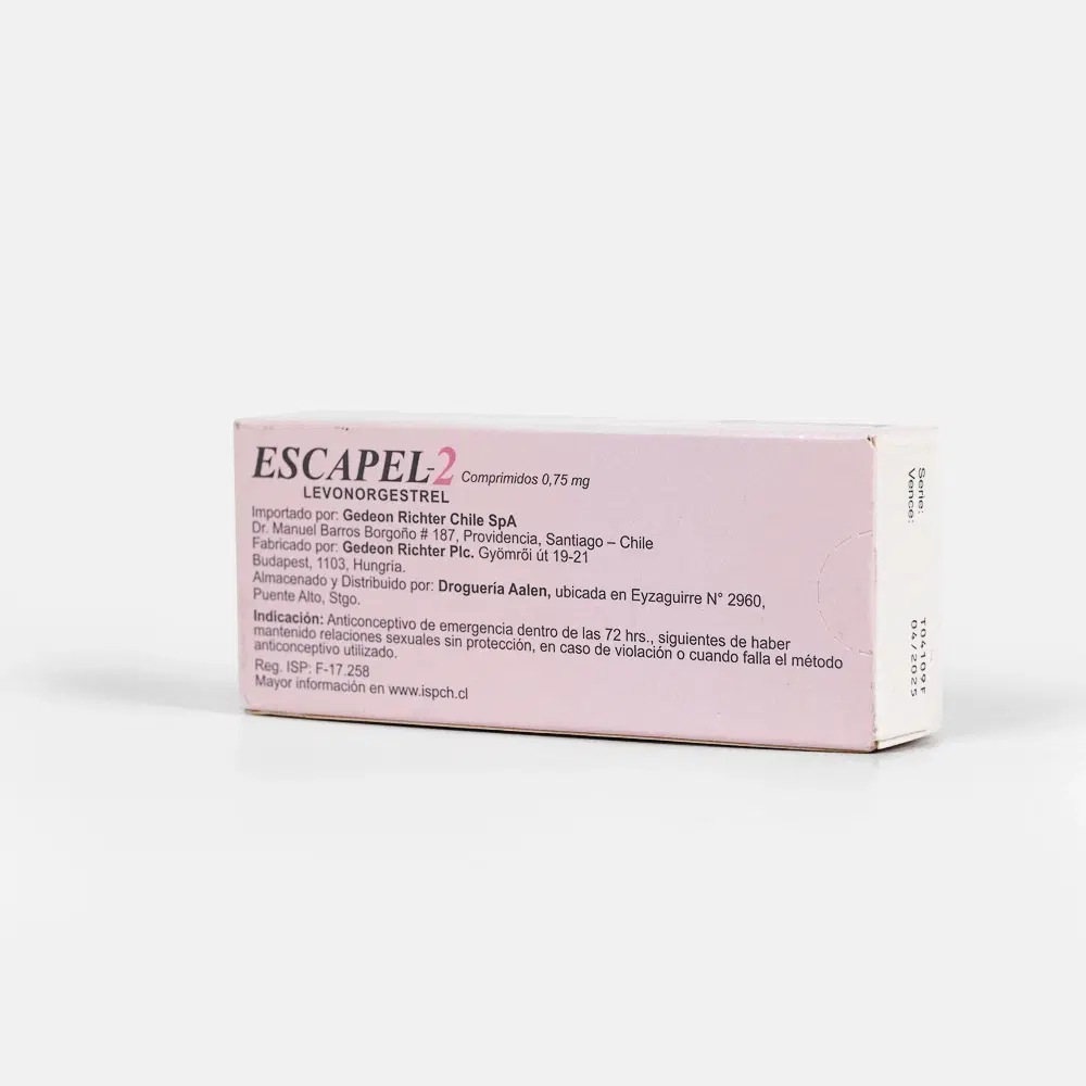 Escapel 2 Levonorgestrel 0,75 mg 2 comprimidos – vista 2