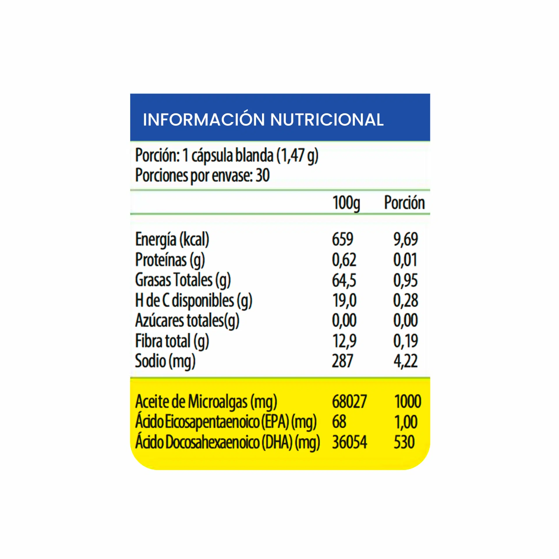 VGUP Vegan Omega 3  Aceite de microalgas (Omega 3 Vegano 530 DHA)  30 cápsulas – vista 2