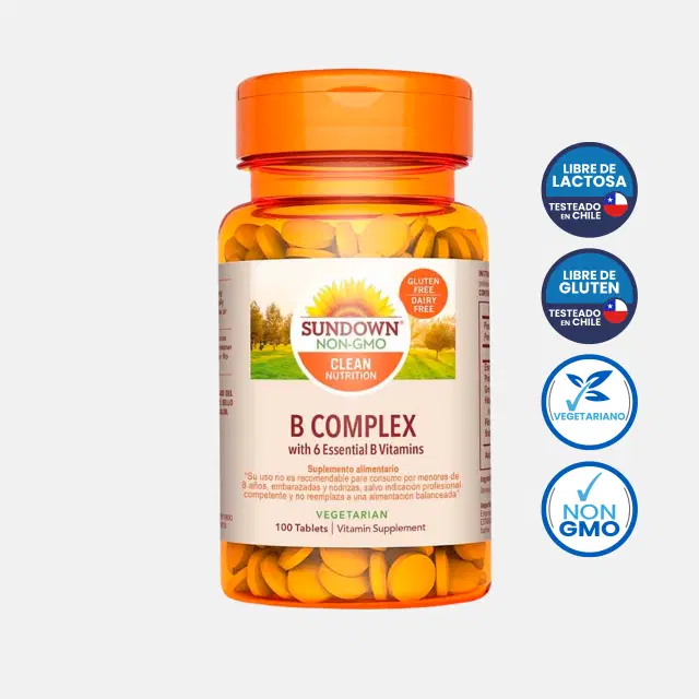 Sundown B-Complex 6 vitaminas del complejo B  10 tabletas vegetarianas