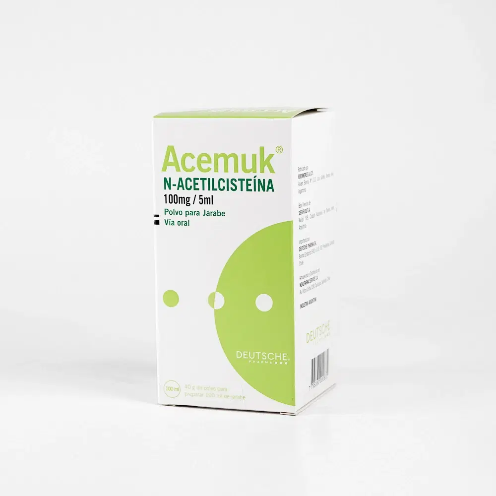 Acemuk N-Acetilcistina 100 mg/5 ml 40 g de polvo para preparar 100 ml jarabe – vista 1