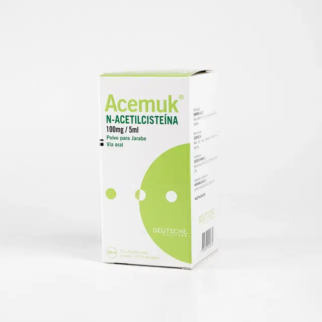 Acemuk N-Acetilcistina 100 mg/5 ml 40 g de polvo para preparar 100 ml jarabe