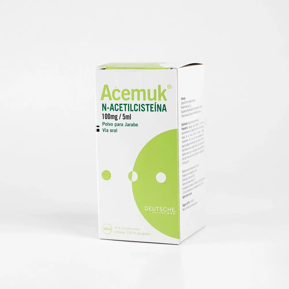 Acemuk N-Acetilcistina 100 mg/5 ml 40 g de polvo para preparar 100 ml jarabe – vista 2