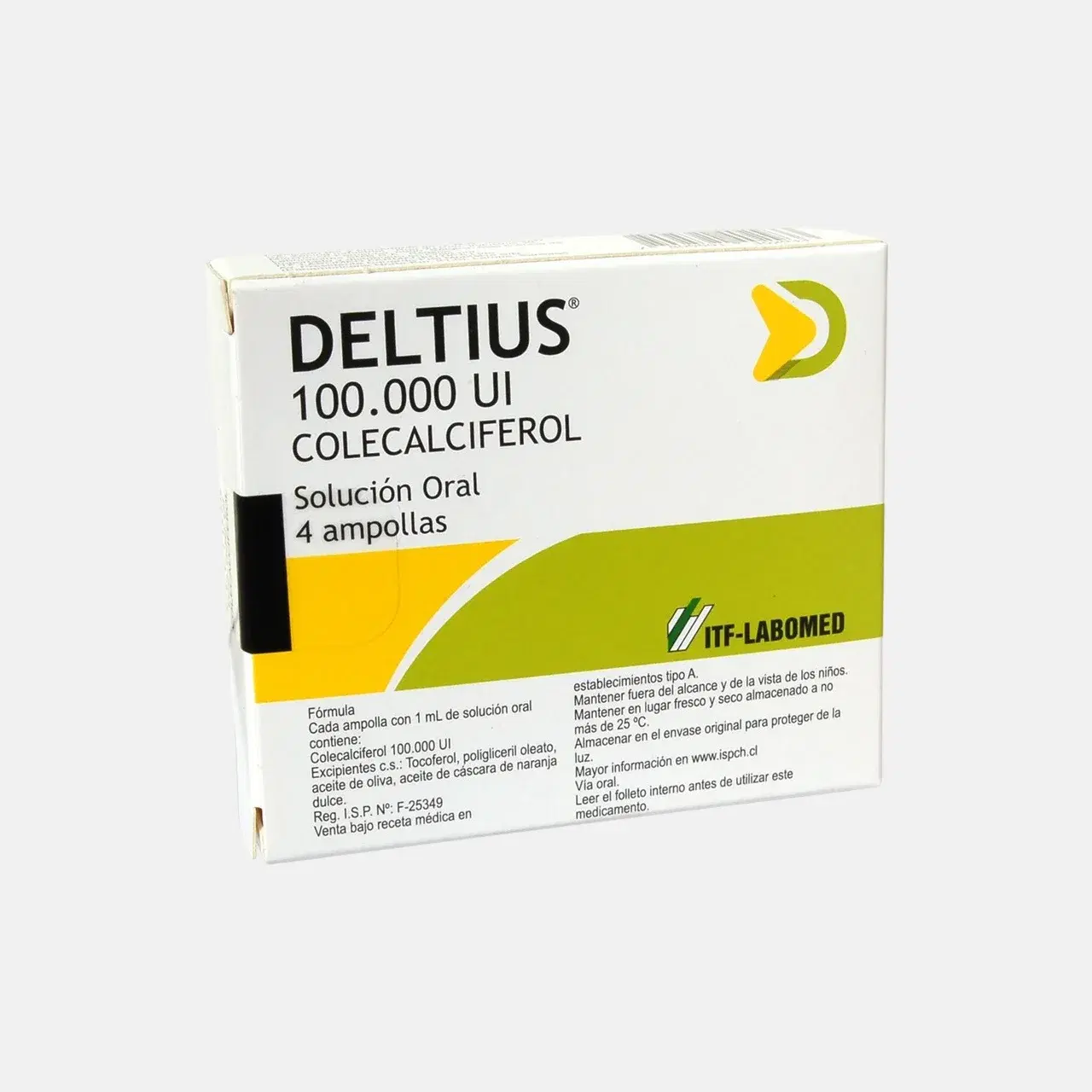 Deltius Colecalciferol 100.000 UI Solución Oral 1 mL 4 Ampollas – vista 2