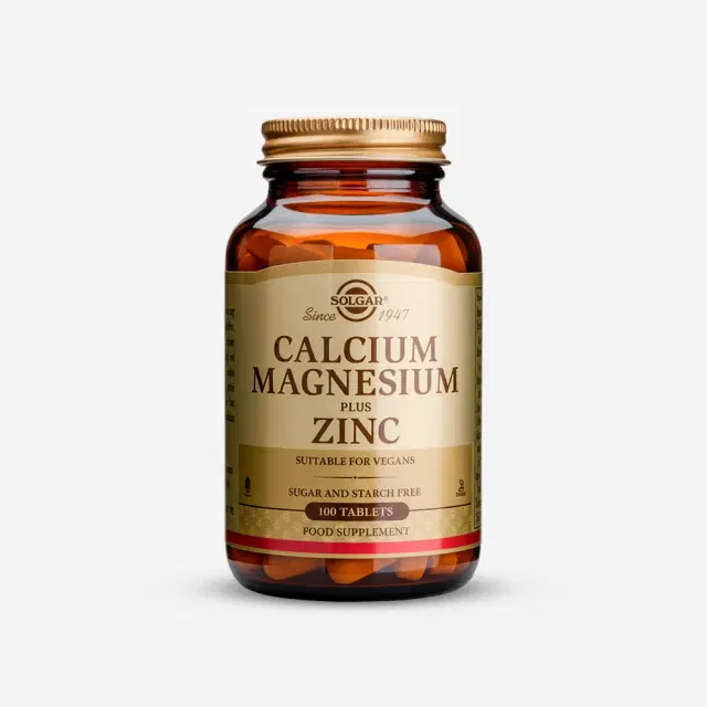 Solgar Calcio Magnesio Zinc 100 tabletas Veganas, sin GMO y libres de gluten