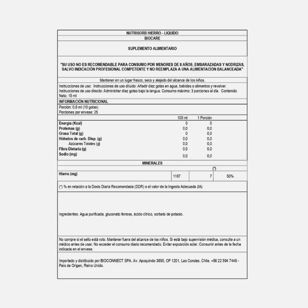 Biocare Nutrisorb Hierro Líquido de Alta Absorción – vista 2