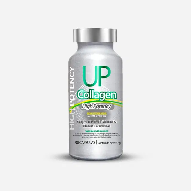 UP Collagen High Potency Colágeno 900 mg, Vitamina C 600 mg, Vitamina D3 800 UI y Vitamina K2 120 mcg  90 cápsulas