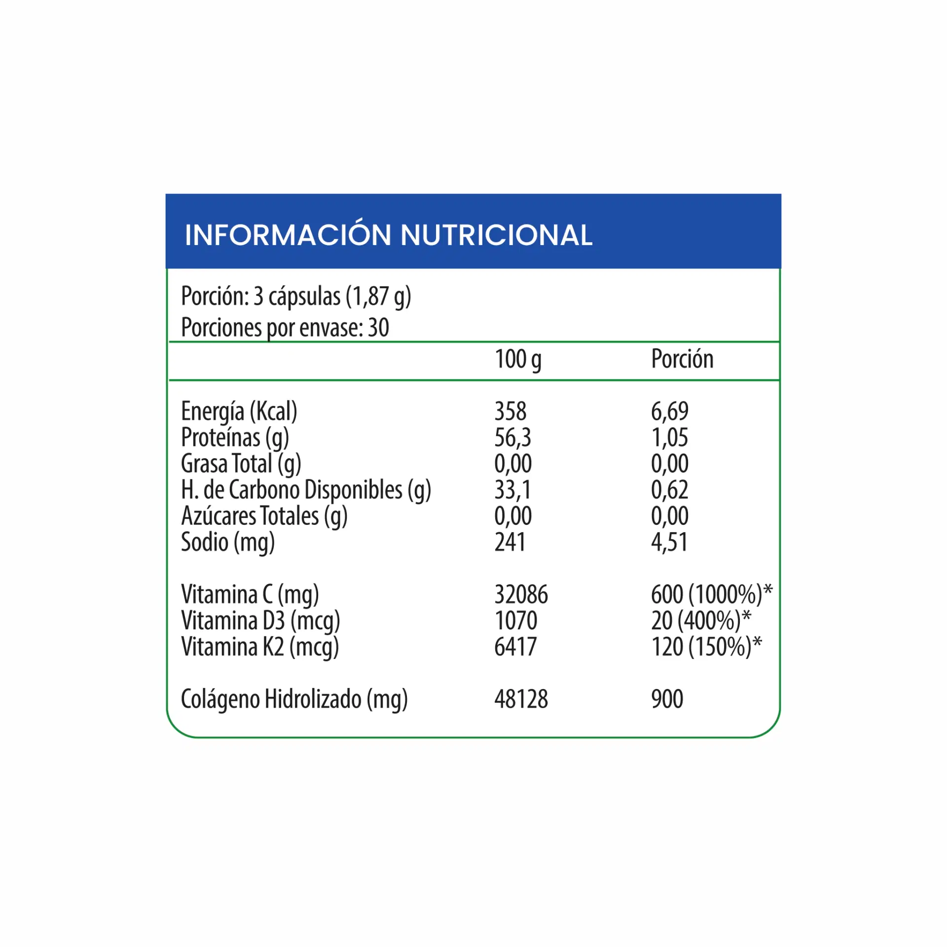 UP Collagen High Potency Colágeno 900 mg, Vitamina C 600 mg, Vitamina D3 800 UI y Vitamina K2 120 mcg  90 cápsulas – vista 2