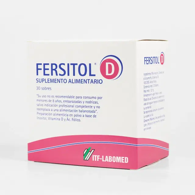 Fersitol D Suplemento Alimentario formulado con mio‑inositol, ácido fólico y vitamina D.  30 Sobres