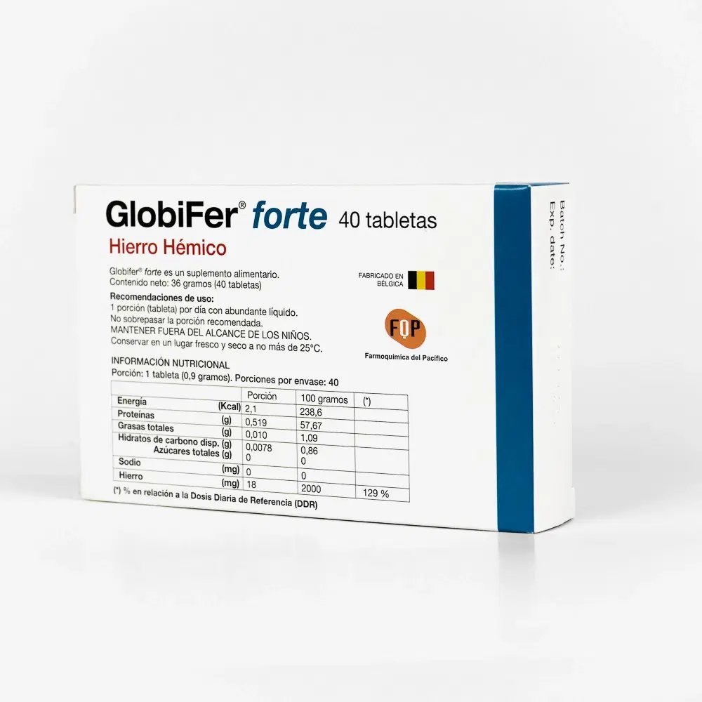Globifer Forte Hierro Hémico 18 mg 40 tabletas – vista 2