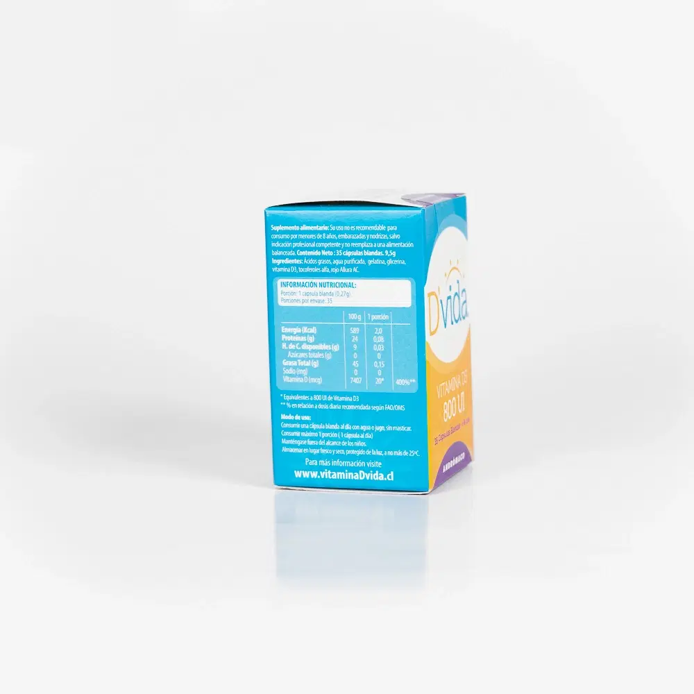 Dvida Vitamina D3 800 UI 35 cápsulas blandas – vista 3