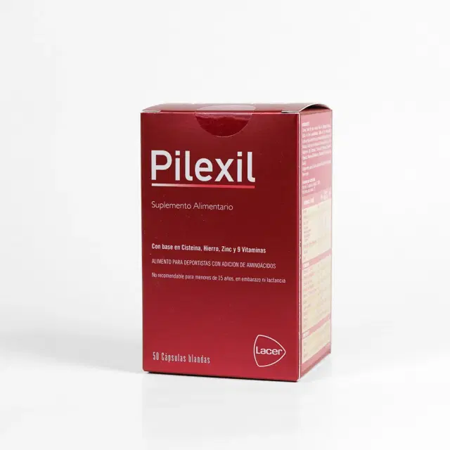 Pilexil Suplemento alimentario Basado en Cisteina, Hierro, Zinc y 9 vitaminas 50 cápsulas